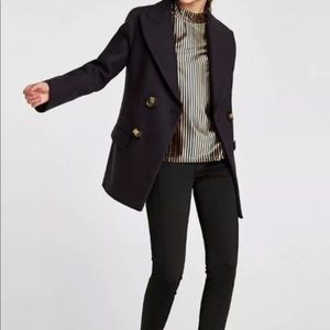 ZARA Black Double Breasted Classic Peacoat